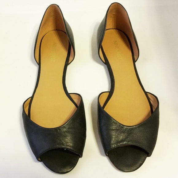 Nine West Shoes - Nine West Size 9.5 Black Peep Toe D'Orsay Flats